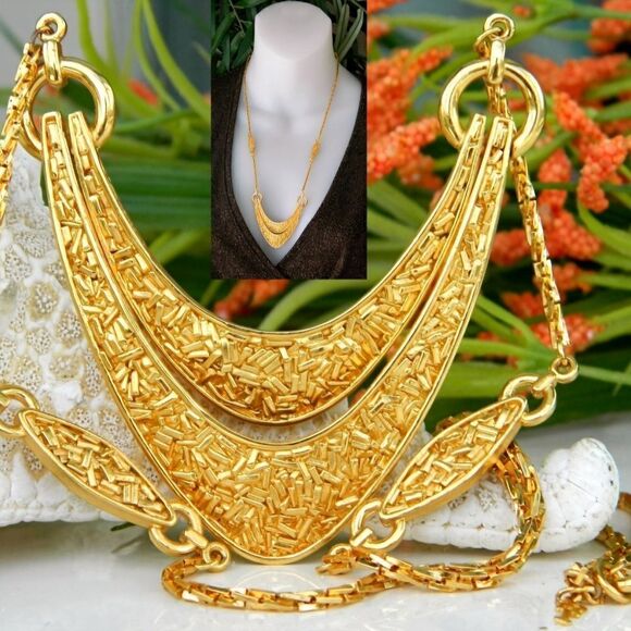 TRIFARI CONFETTI NECKLACE GOLD TONE 1960'S NWOT W/PREMIER EARRINGS - Picture 3 of 3